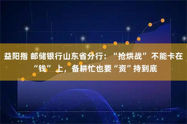 益阳指 邮储银行山东省分行：“抢烘战” 不能卡在 “钱” 上，备耕忙也要“资”持到底